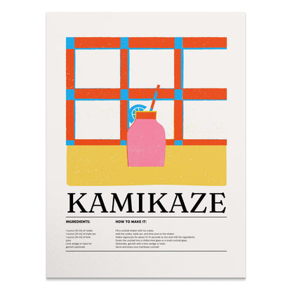 Premium Poster of Kamikaze Cocktail Ingredients Recipe Design Posters