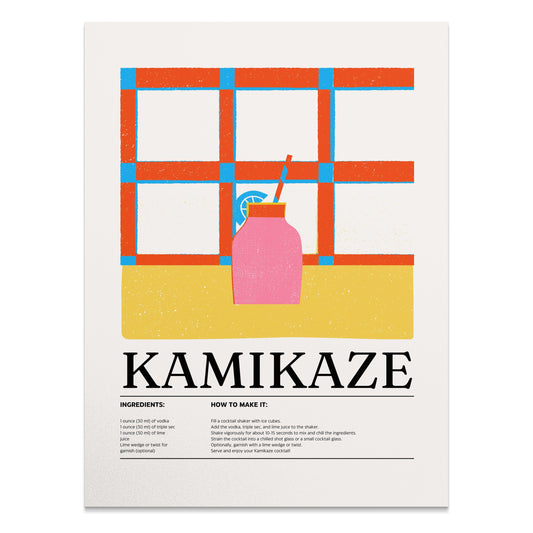 Premium Poster of Kamikaze Cocktail Ingredients Recipe Design Posters