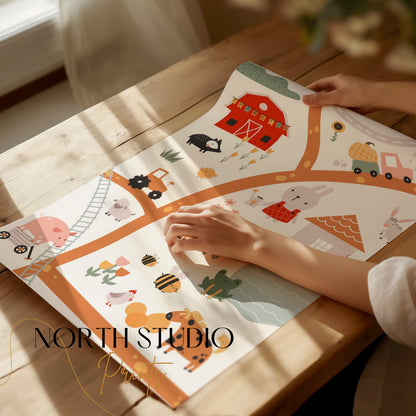 Premium Poster of Kids Farm Adventure Animals and Vehicles Posters