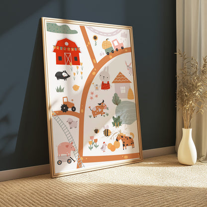 Premium Poster of Kids Farm Adventure Animals and Vehicles Posters