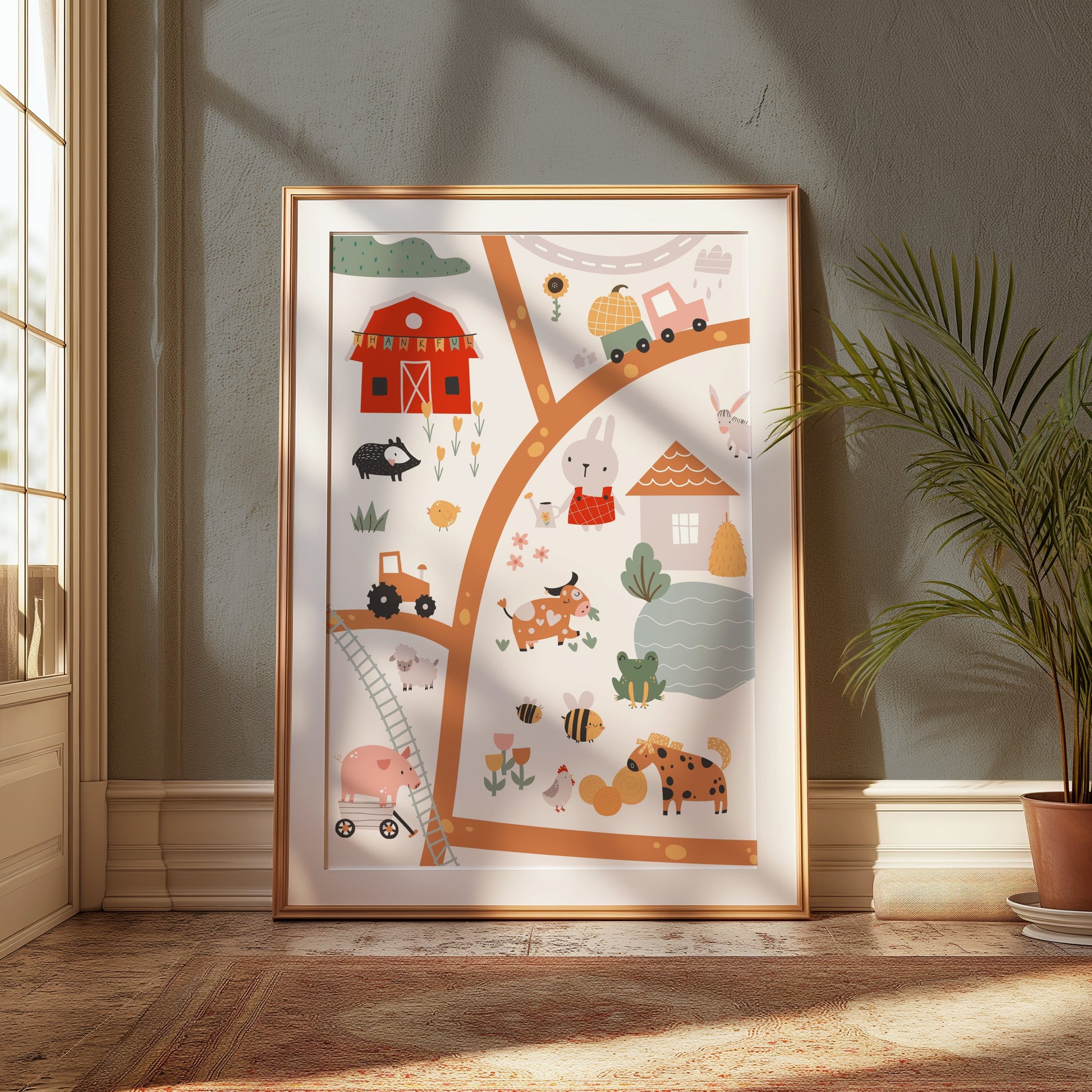 Premium Poster of Kids Farm Adventure Animals and Vehicles Posters