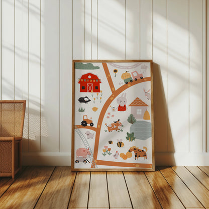 Premium Poster of Kids Farm Adventure Animals and Vehicles Posters