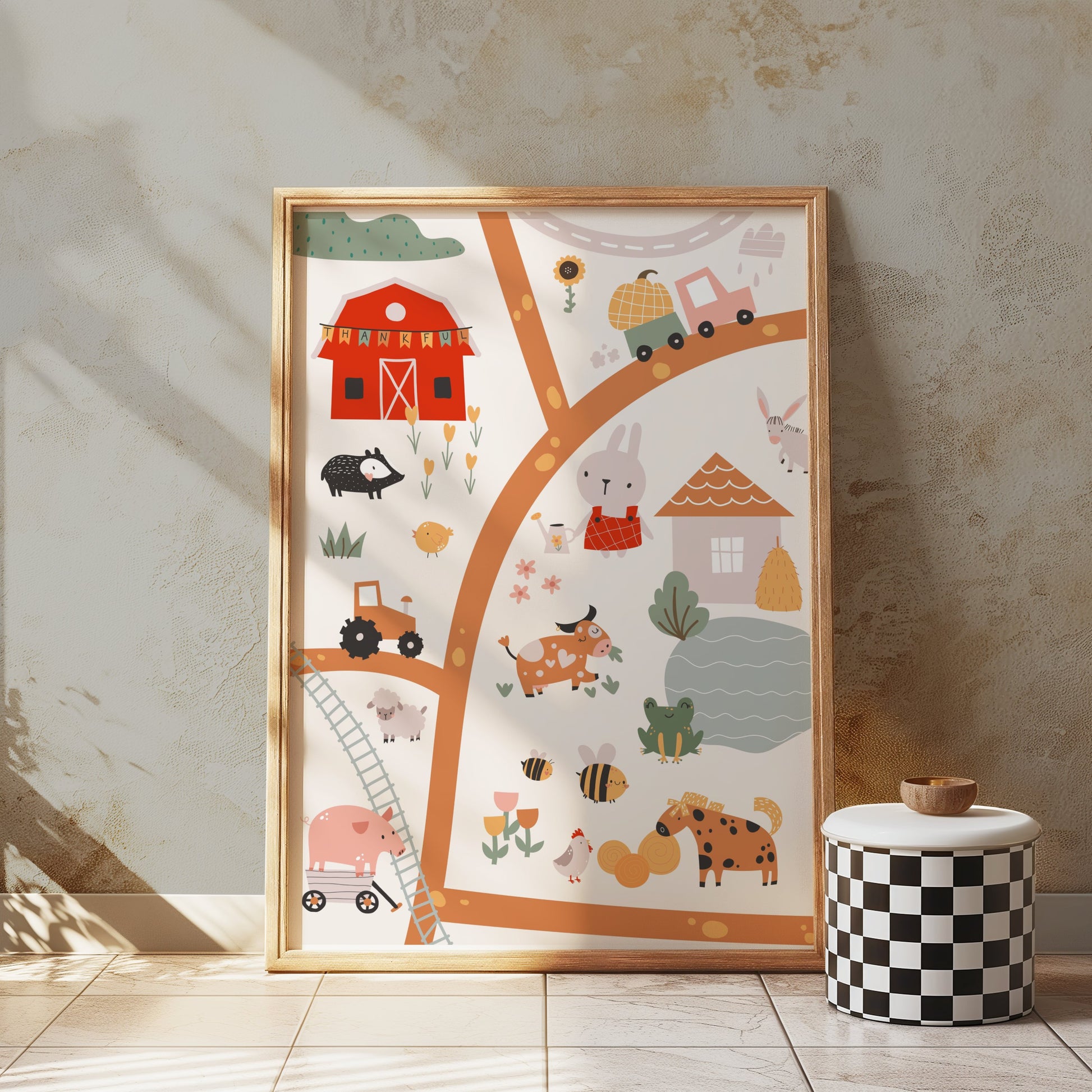 Premium Poster of Kids Farm Adventure Animals and Vehicles Posters