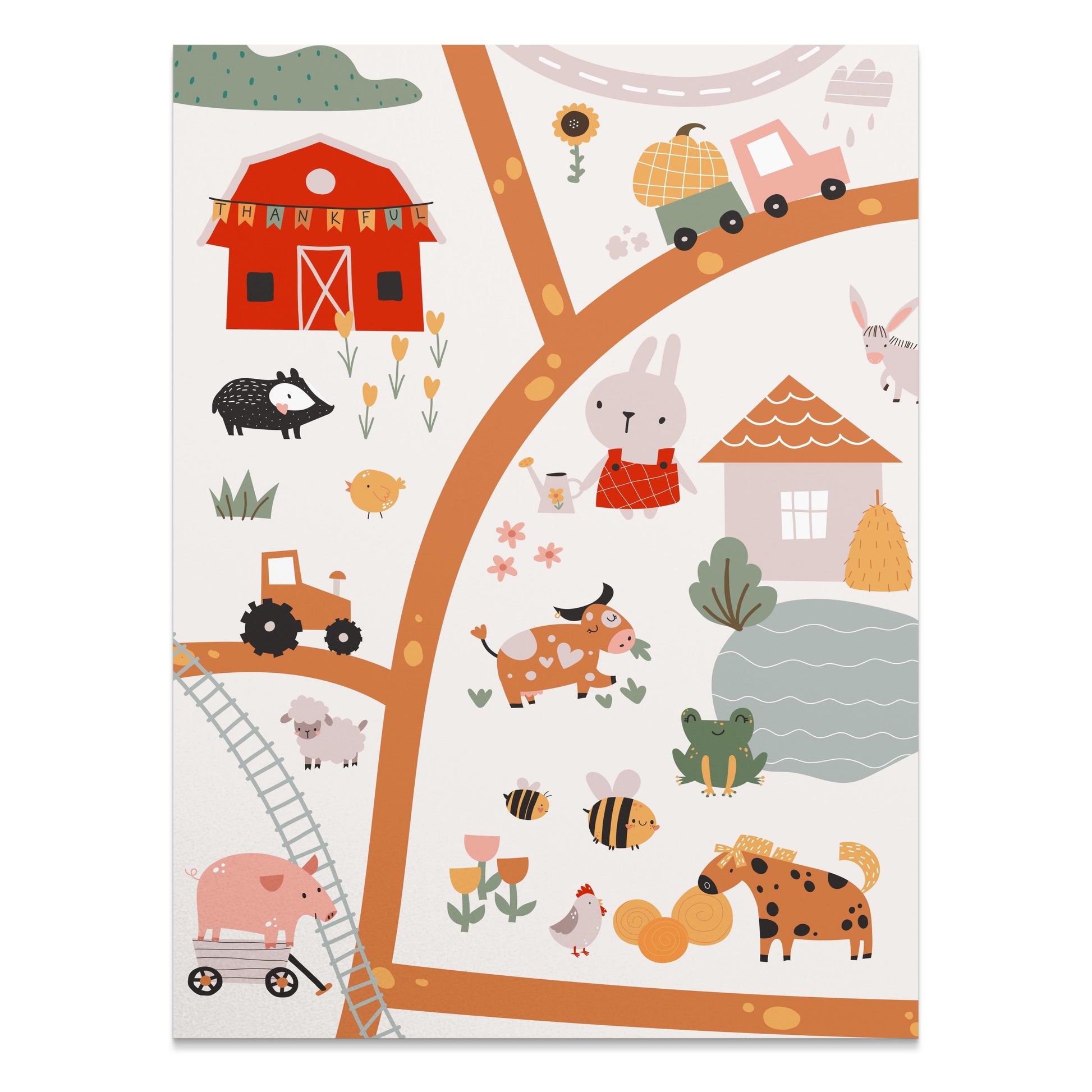 Premium Poster of Kids Farm Adventure Animals and Vehicles Posters