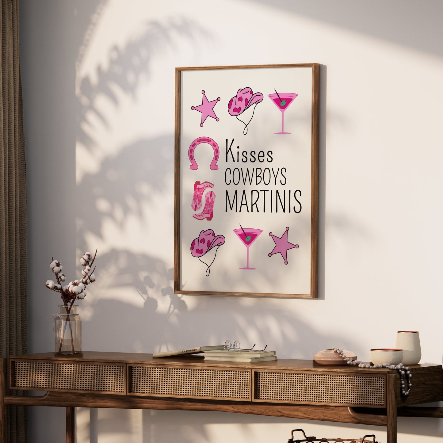 Premium Poster of Kisses Cowboys Martinis Printed Design Posters
