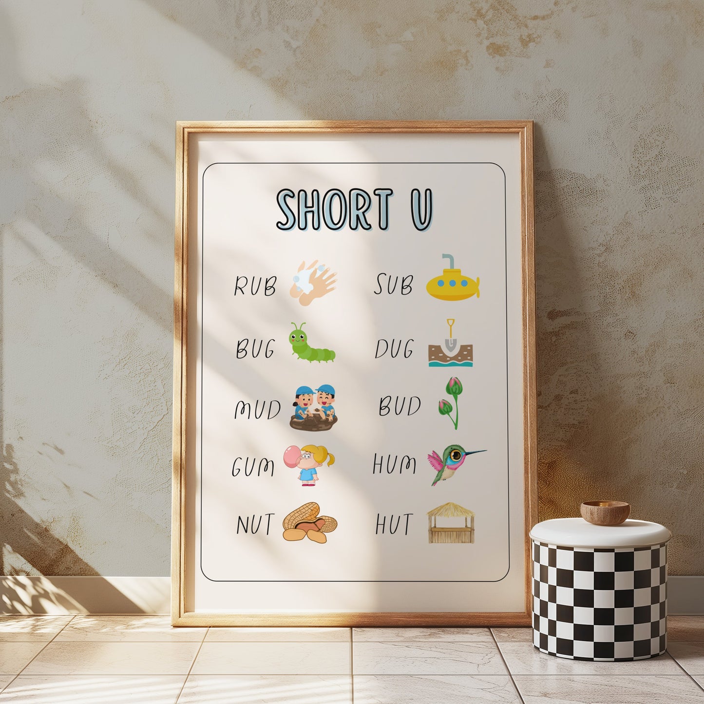 Premium Poster of Learn Short U Words with Fun Illustrations Posters