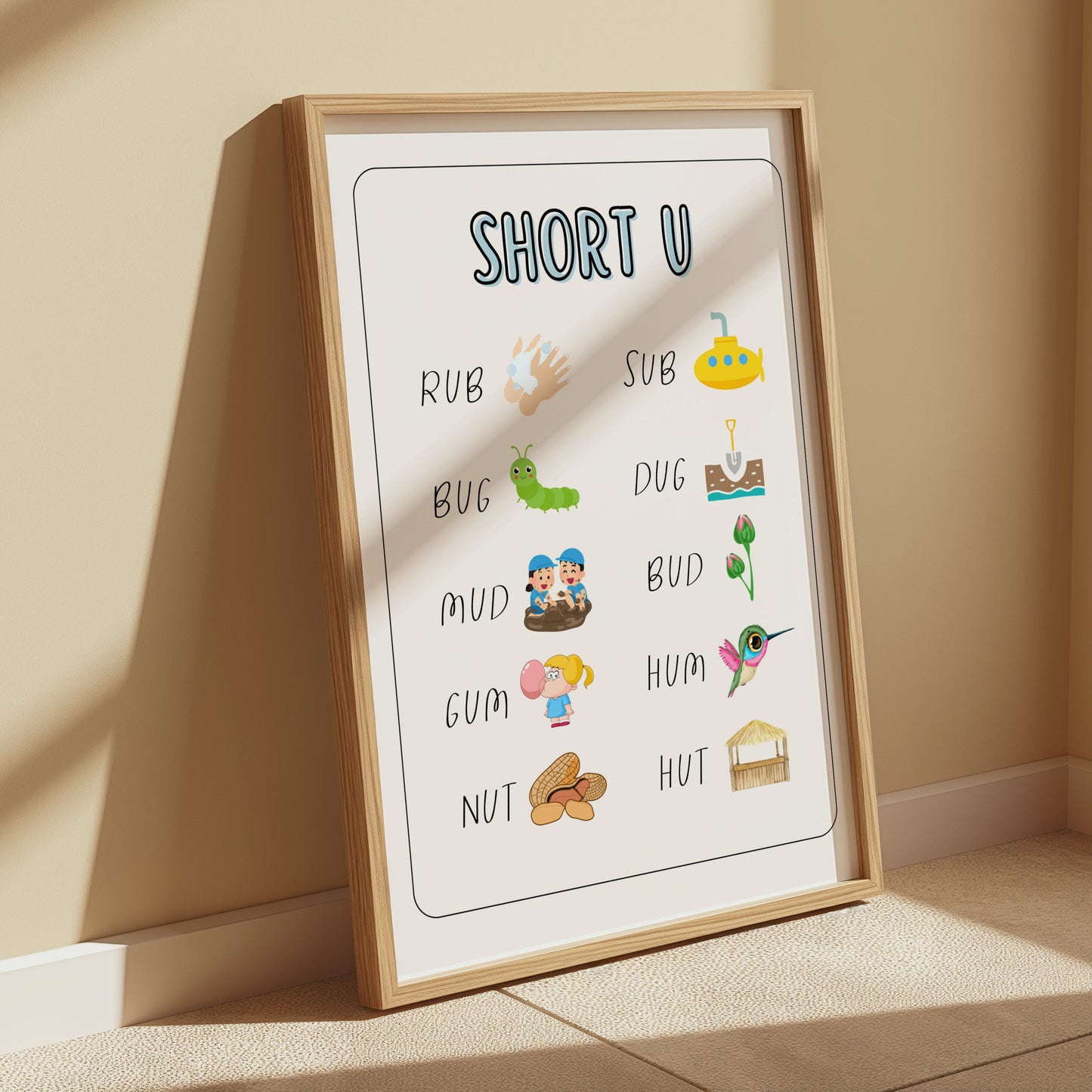 Premium Poster of Learn Short U Words with Fun Illustrations Posters