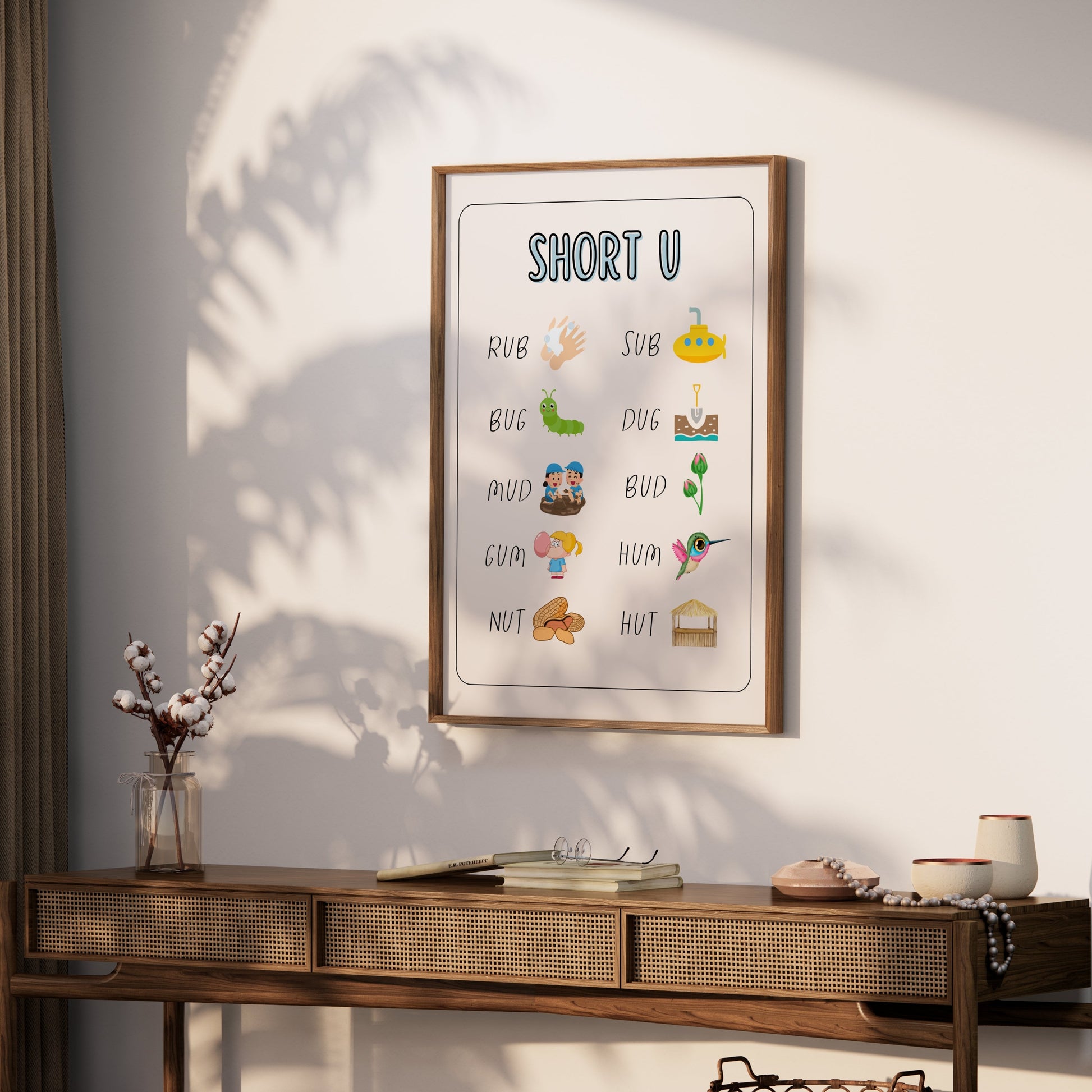 Premium Poster of Learn Short U Words with Fun Illustrations Posters