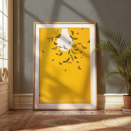 Premium Poster of Light Bulb with Butterflies Inspirational Quote Posters