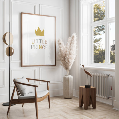Premium Poster of Little Prince Minimalist Crown Nursery Wall Posters
