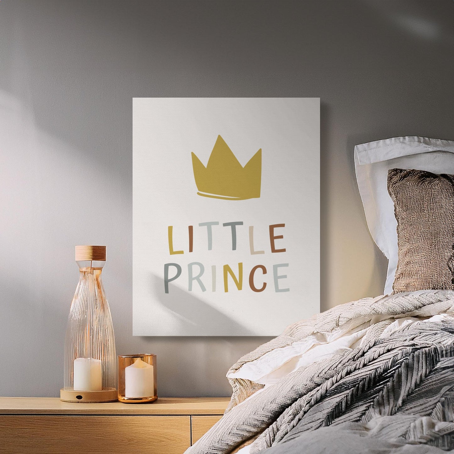 Premium Poster of Little Prince Nursery Wall Art Crown Design Canvas Wraps