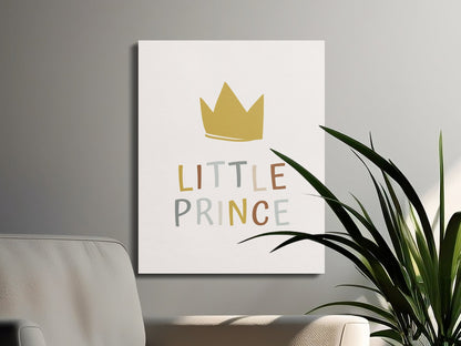 Premium Poster of Little Prince Nursery Wall Art Crown Design Canvas Wraps
