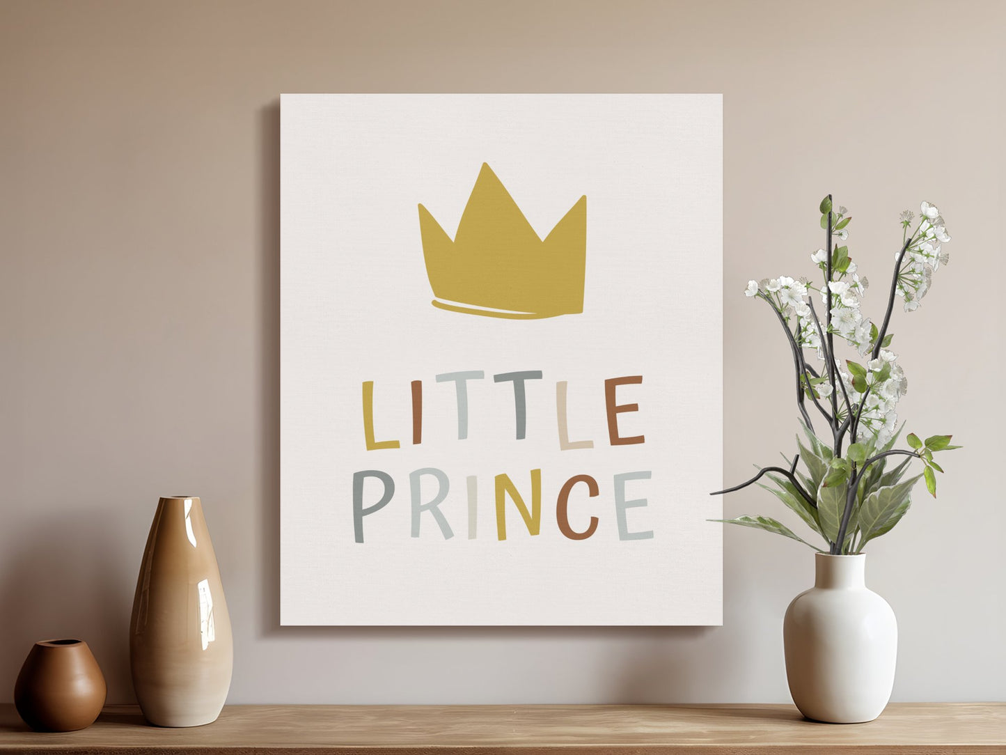 Premium Poster of Little Prince Nursery Wall Art Crown Design Canvas Wraps