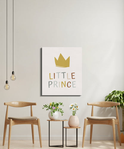 Premium Poster of Little Prince Nursery Wall Art Crown Design Canvas Wraps