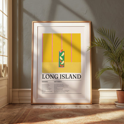 Premium Poster of Long Island Cocktail Recipe Art Print Posters
