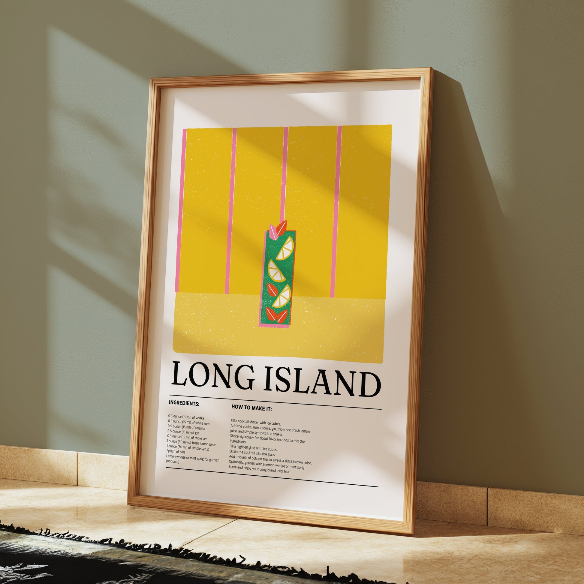 Premium Poster of Long Island Cocktail Recipe Art Print Posters