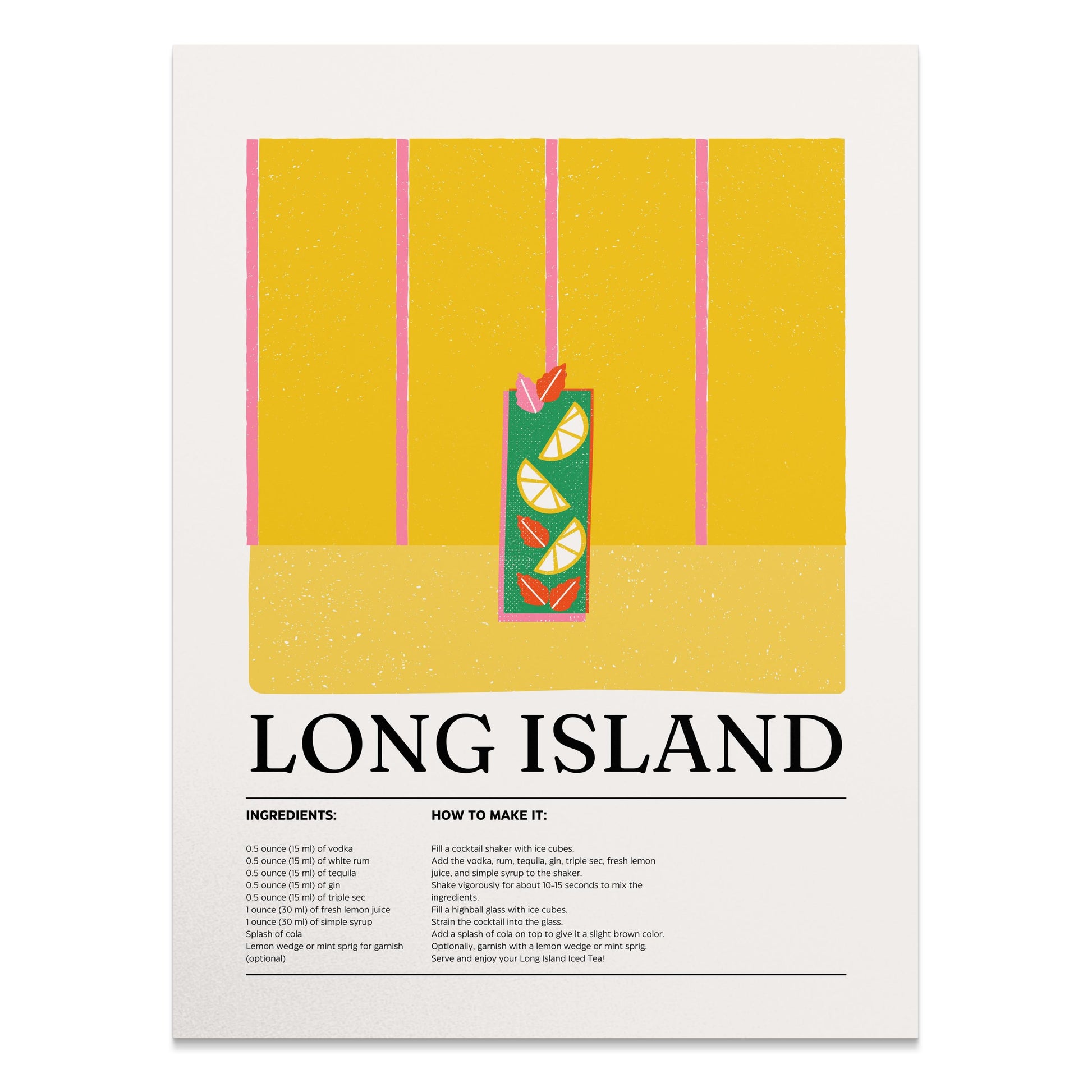 Premium Poster of Long Island Cocktail Recipe Art Print Posters