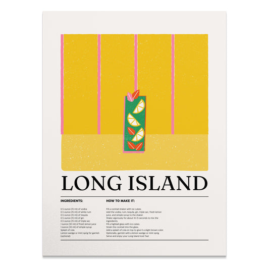 Premium Poster of Long Island Cocktail Recipe Art Print Posters