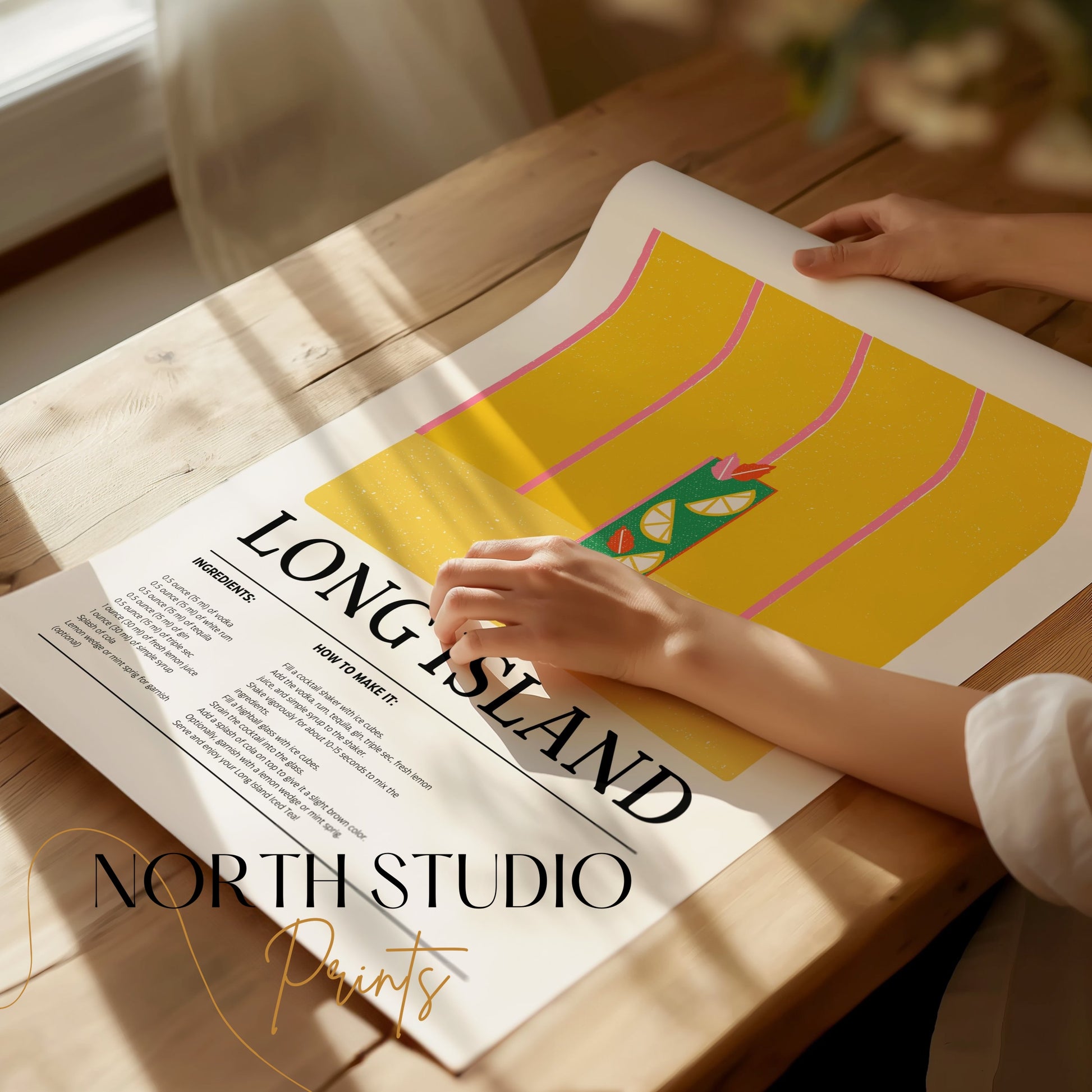 Premium Poster of Long Island Cocktail Recipe Kitchen Decor Posters