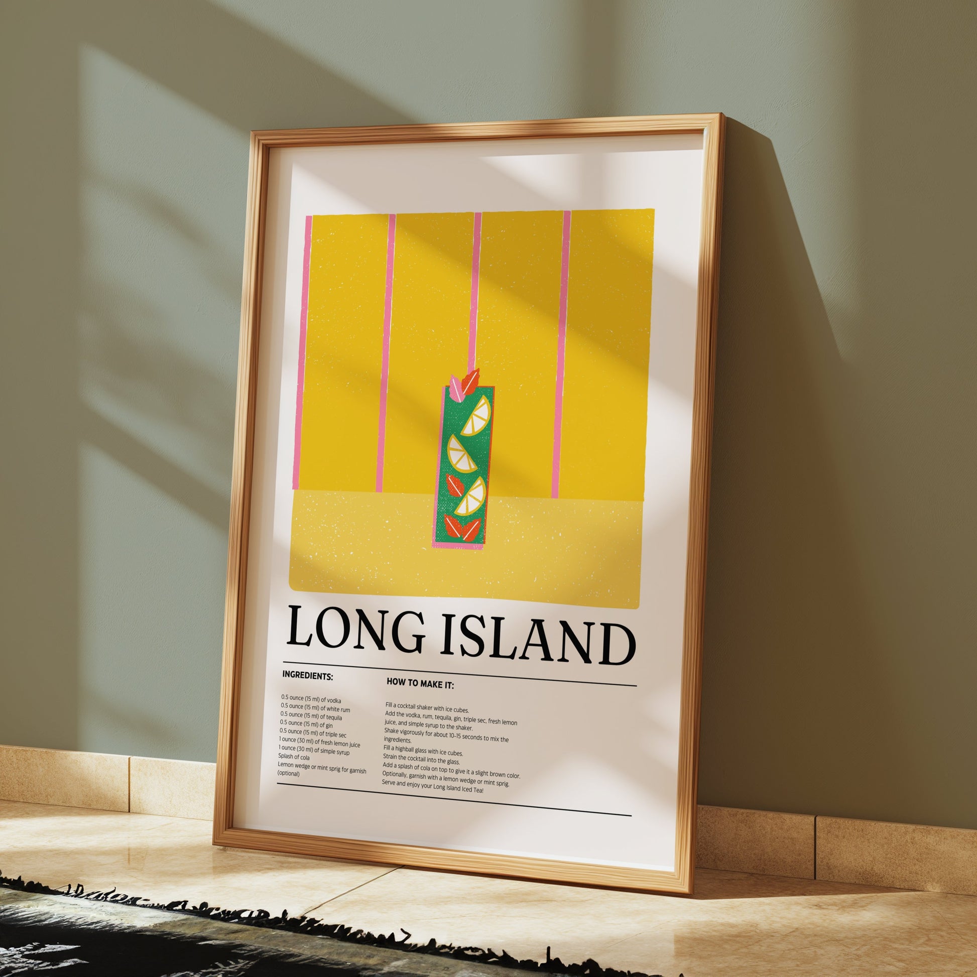 Premium Poster of Long Island Cocktail Recipe Kitchen Decor Posters
