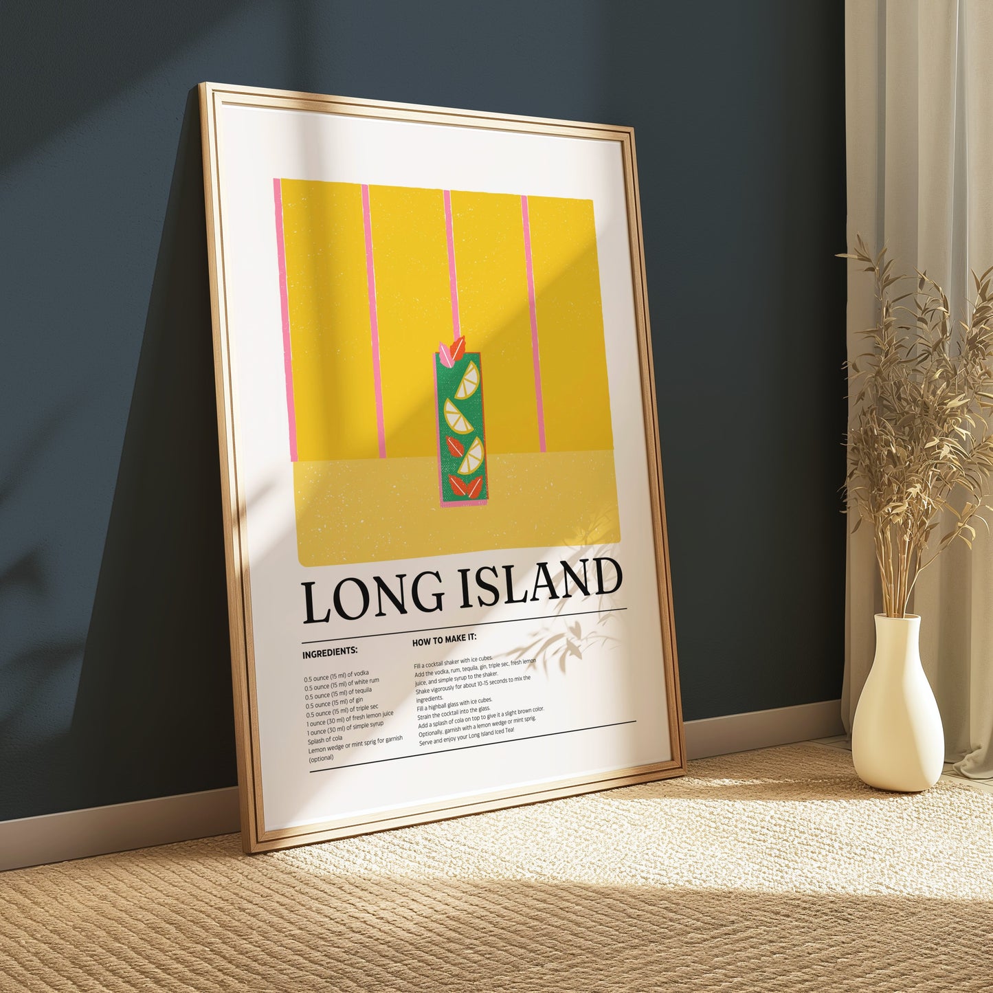 Premium Poster of Long Island Cocktail Recipe Kitchen Decor Posters