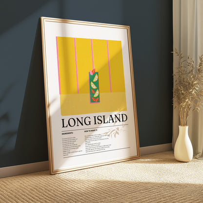 Premium Poster of Long Island Cocktail Recipe Kitchen Decor Posters