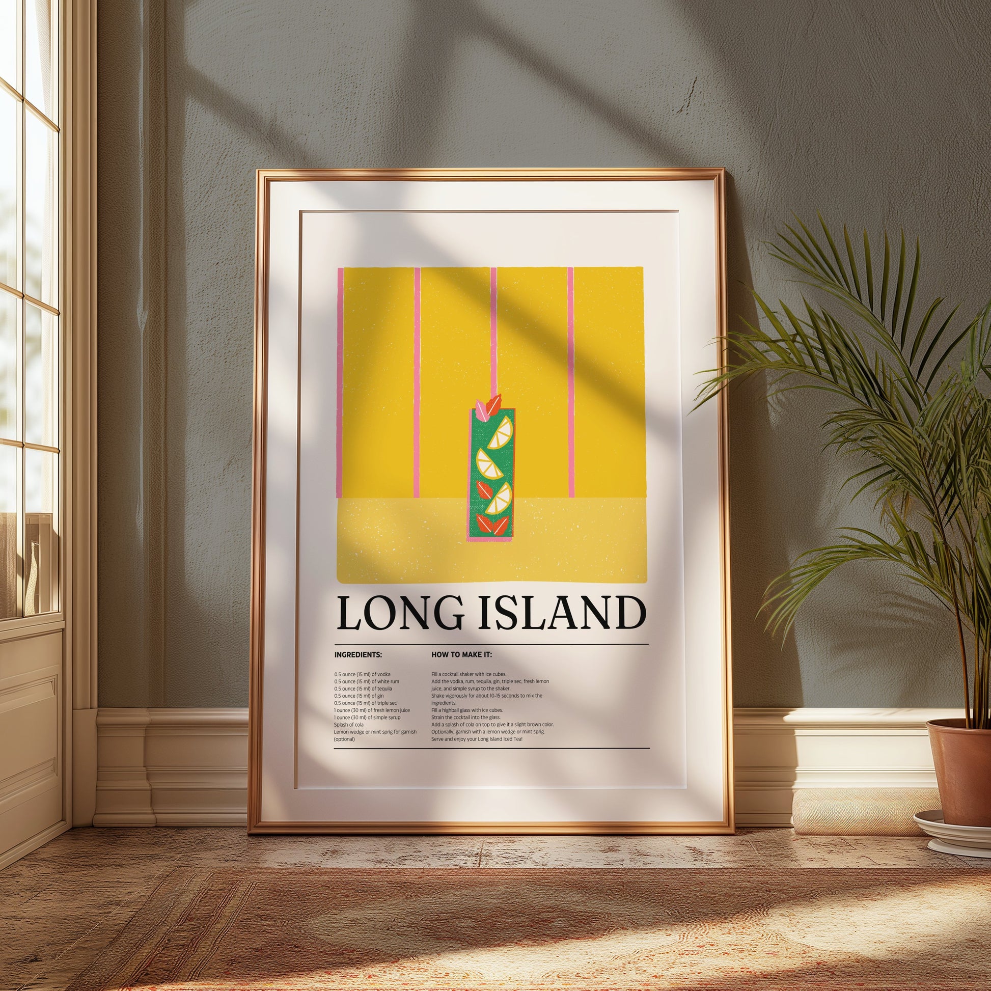 Premium Poster of Long Island Cocktail Recipe Kitchen Decor Posters