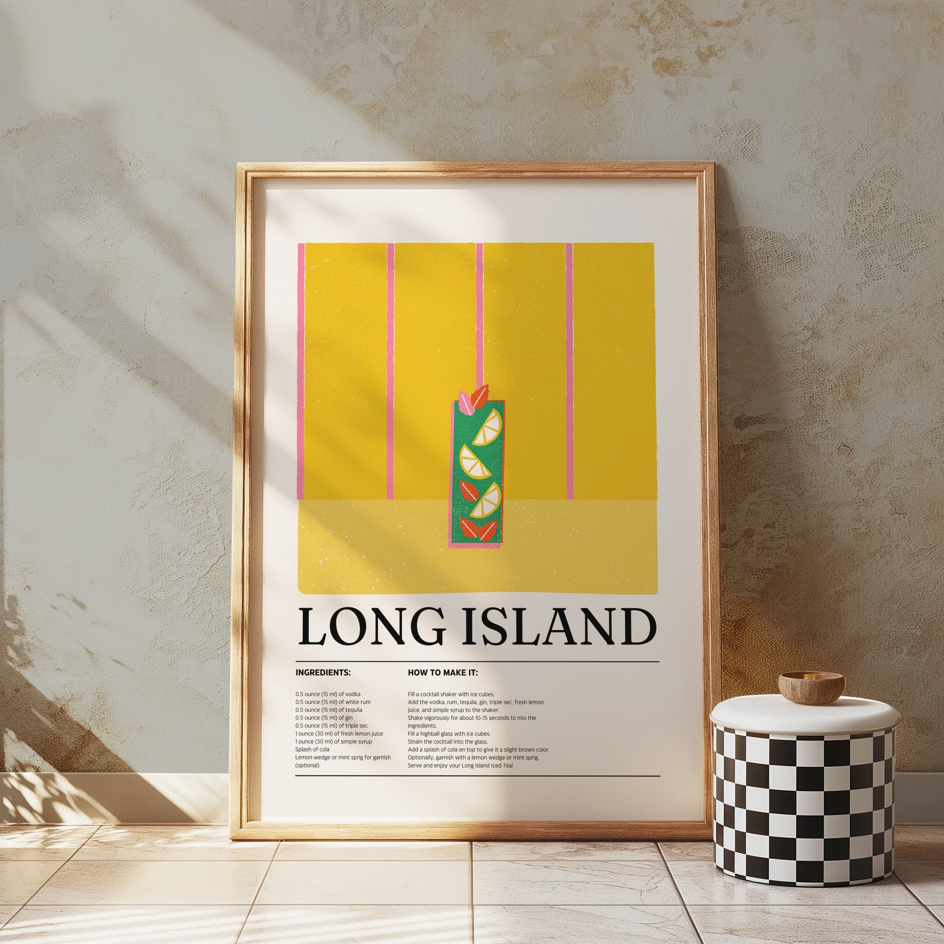 Premium Poster of Long Island Cocktail Recipe Kitchen Decor Posters