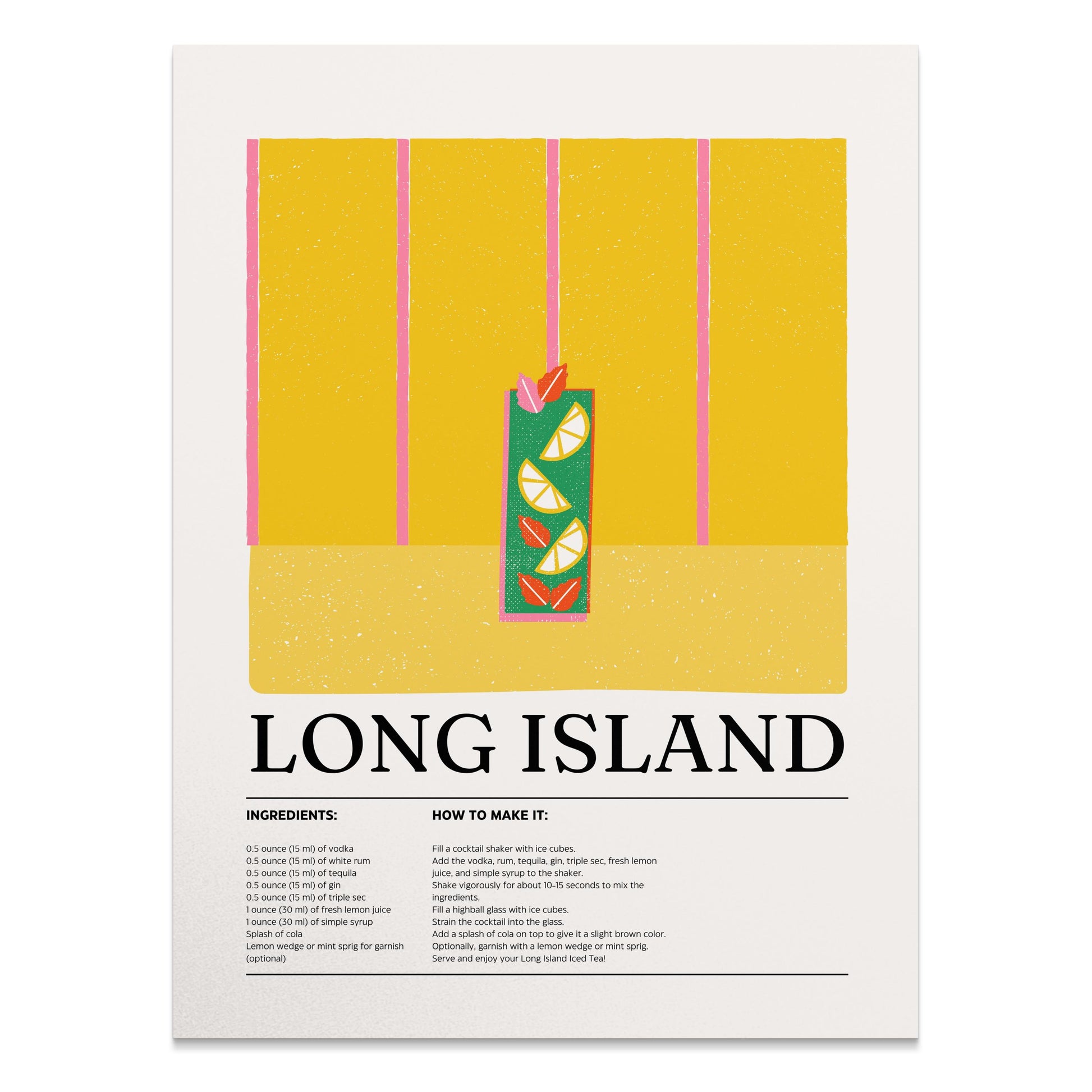 Premium Poster of Long Island Cocktail Recipe Kitchen Decor Posters