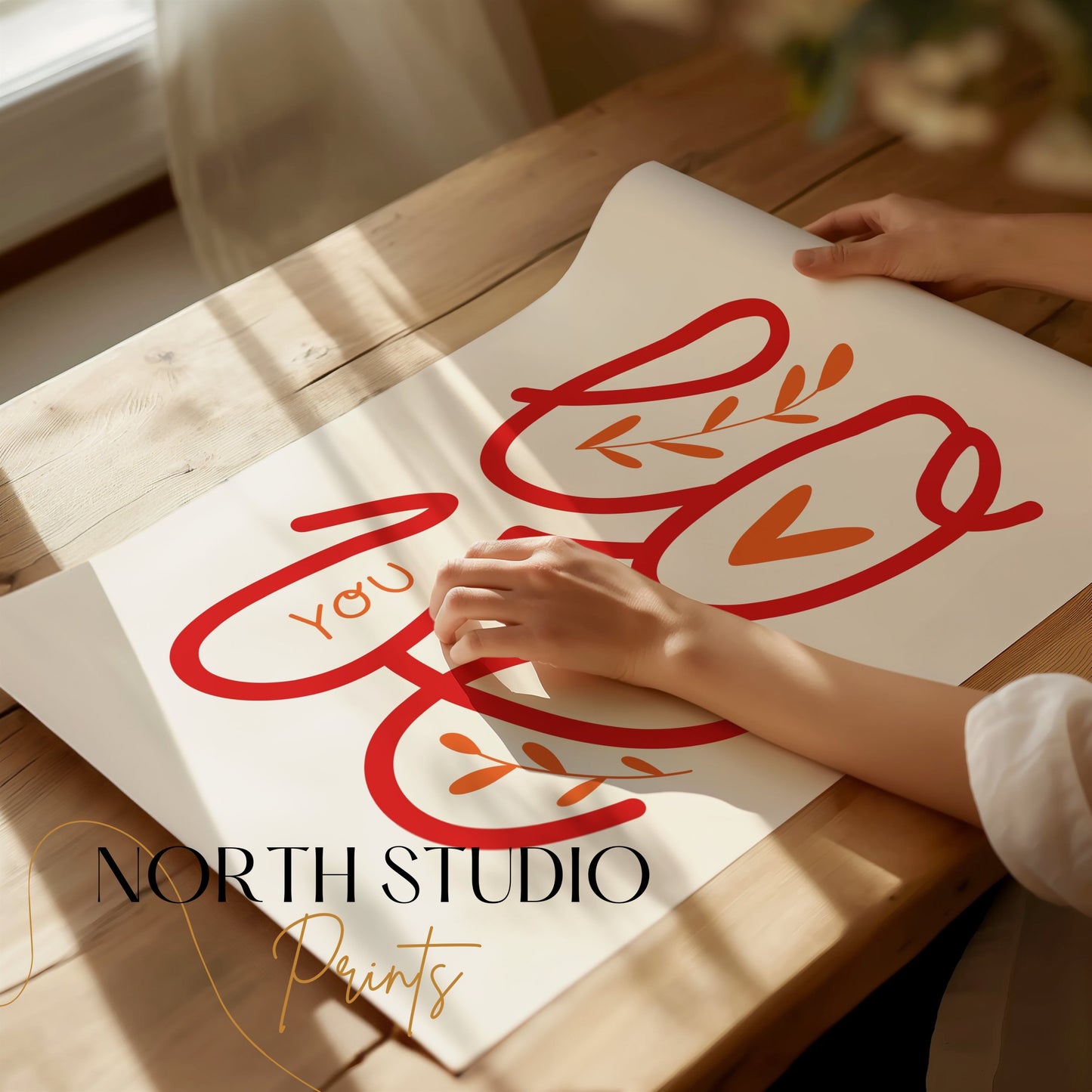 Premium Poster of Love You Poster with Beautiful Red Typography Posters