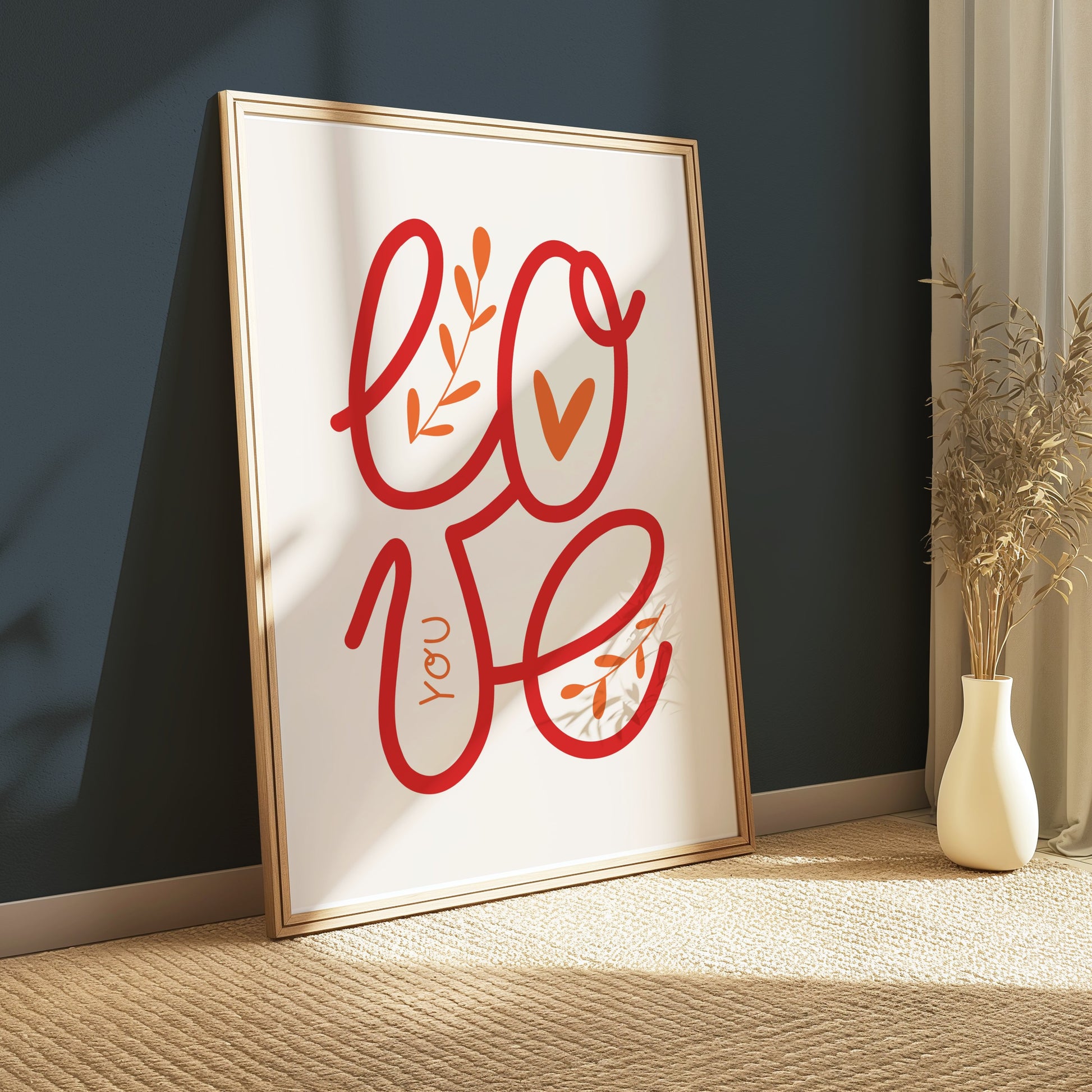 Premium Poster of Love You Poster with Beautiful Red Typography Posters