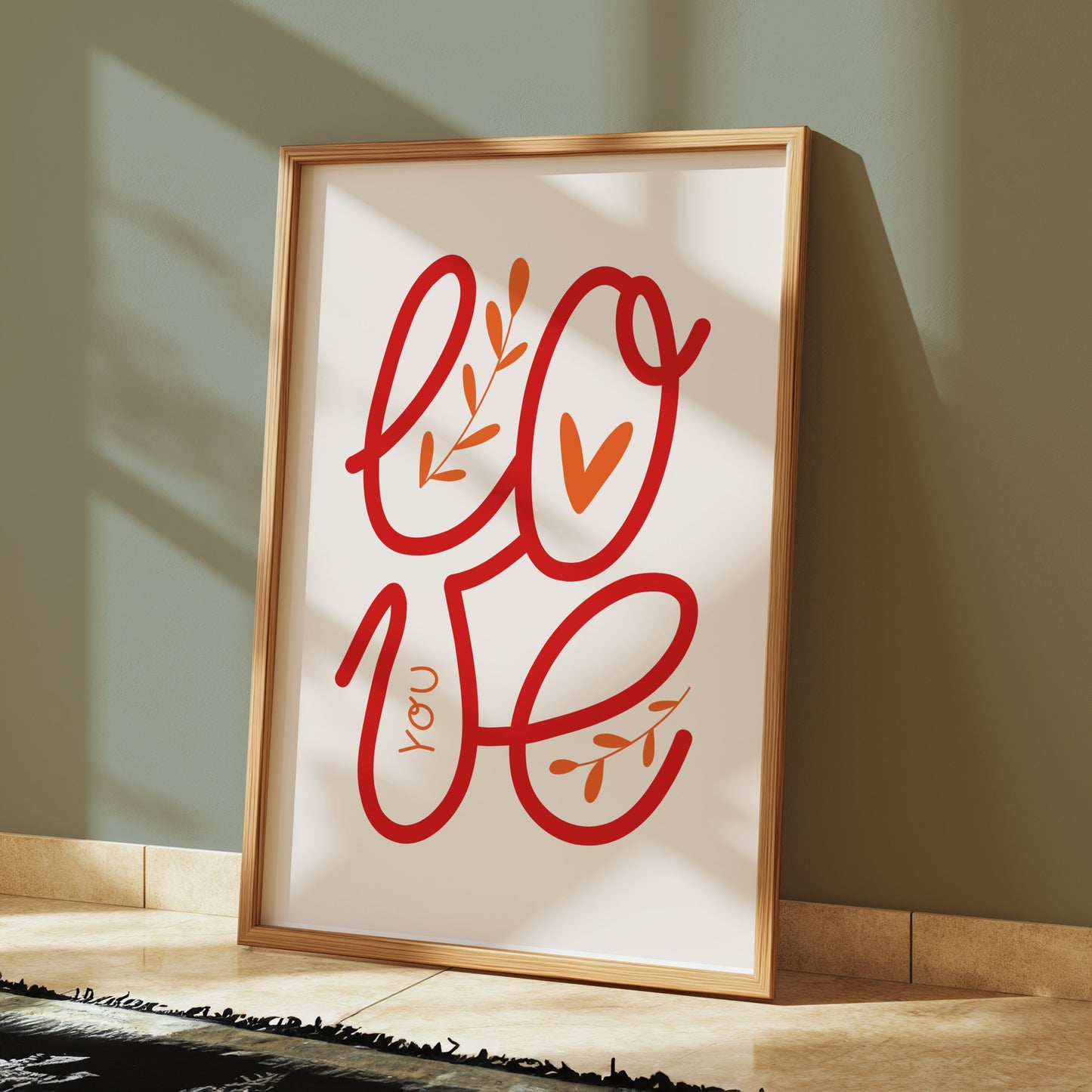 Premium Poster of Love You Poster with Beautiful Red Typography Posters