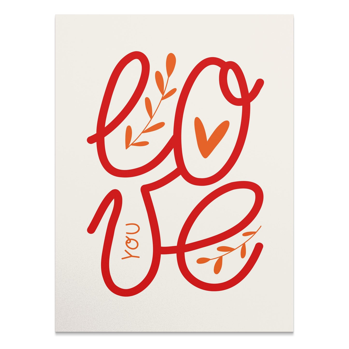 Premium Poster of Love You Poster with Beautiful Red Typography Posters