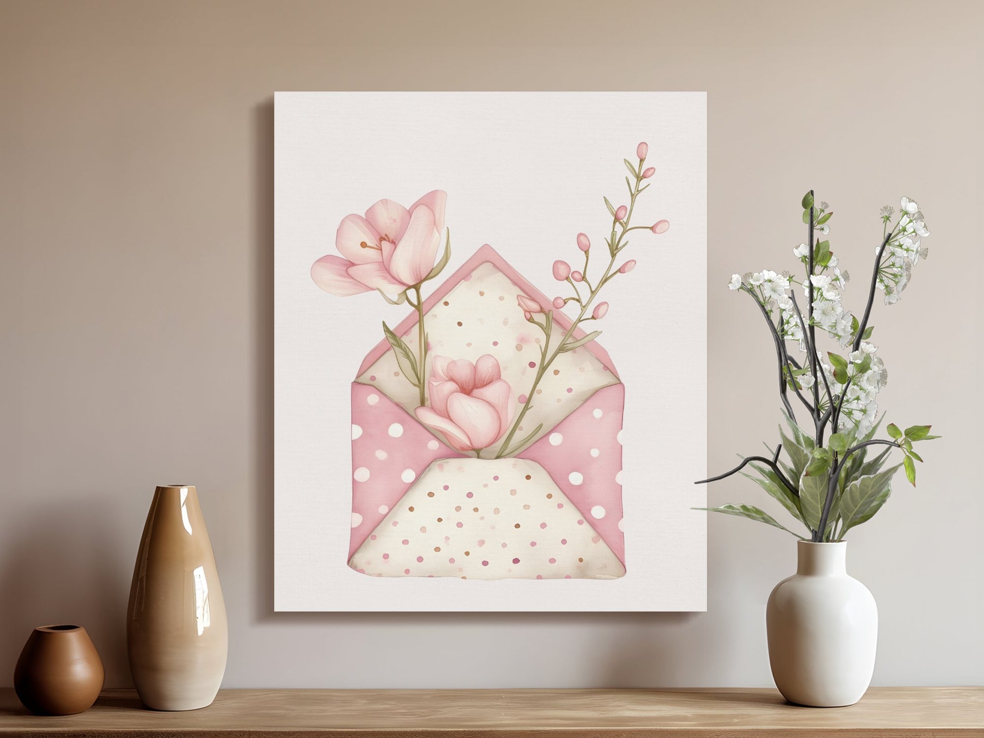 Premium Poster of Lovely Envelope with Flowers Nursery Wall Art Canvas Wraps