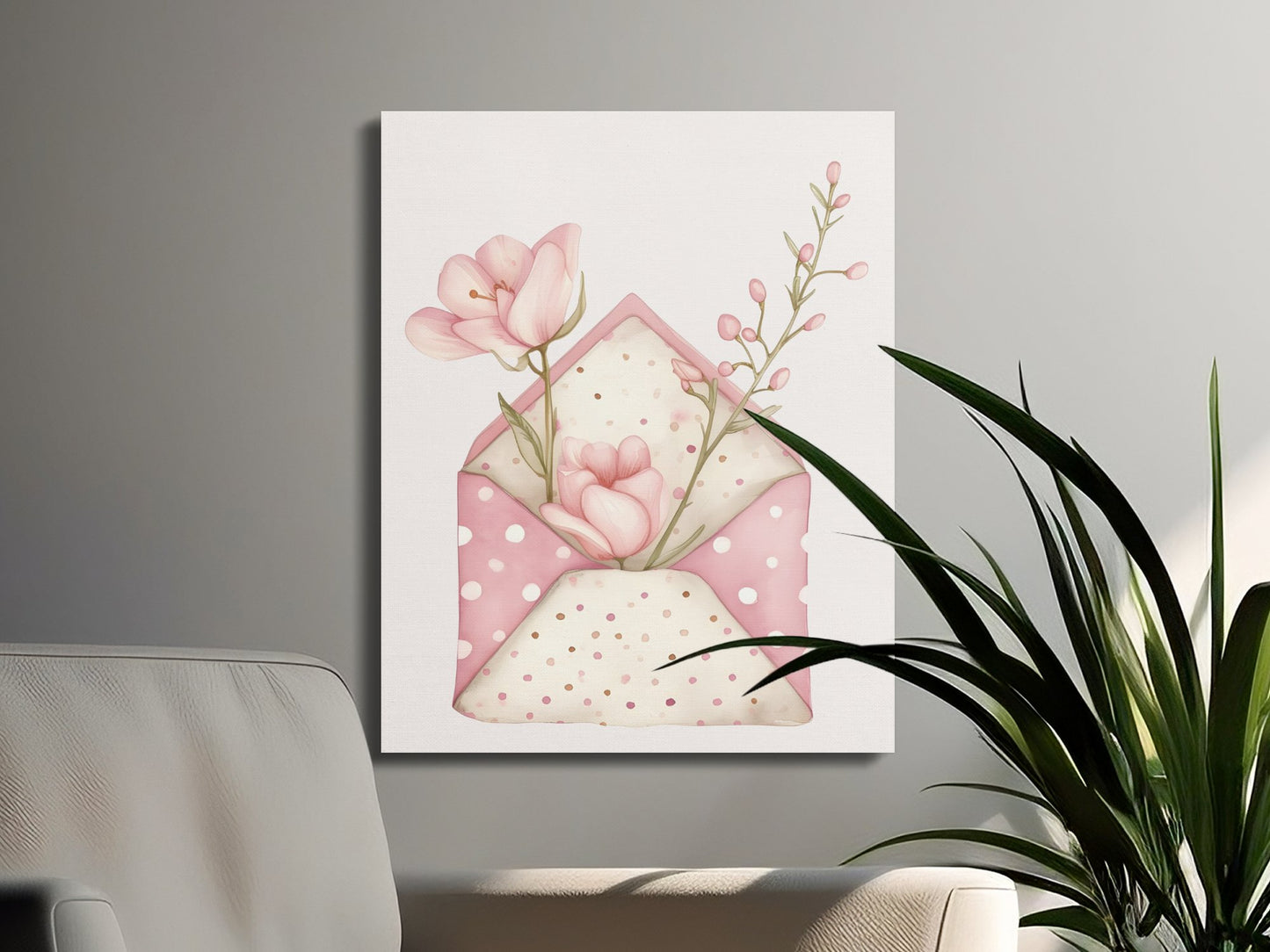 Premium Poster of Lovely Envelope with Flowers Nursery Wall Art Canvas Wraps