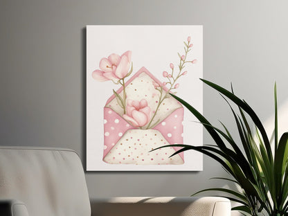 Premium Poster of Lovely Envelope with Flowers Nursery Wall Art Canvas Wraps