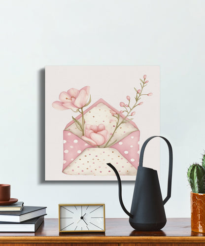 Premium Poster of Lovely Envelope with Flowers Nursery Wall Art Canvas Wraps