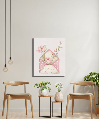 Premium Poster of Lovely Envelope with Flowers Nursery Wall Art Canvas Wraps