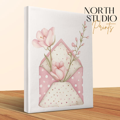 Premium Poster of Lovely Envelope with Flowers Nursery Wall Art Canvas Wraps