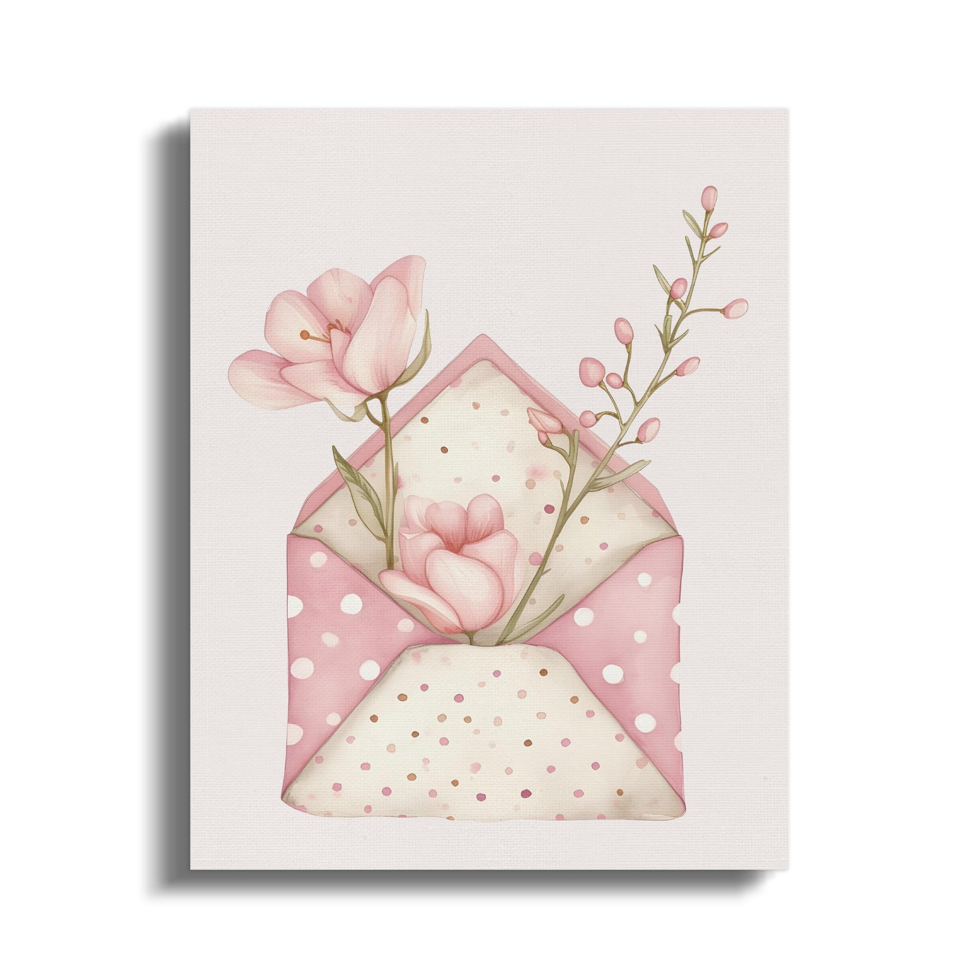 Premium Poster of Lovely Envelope with Flowers Nursery Wall Art Canvas Wraps