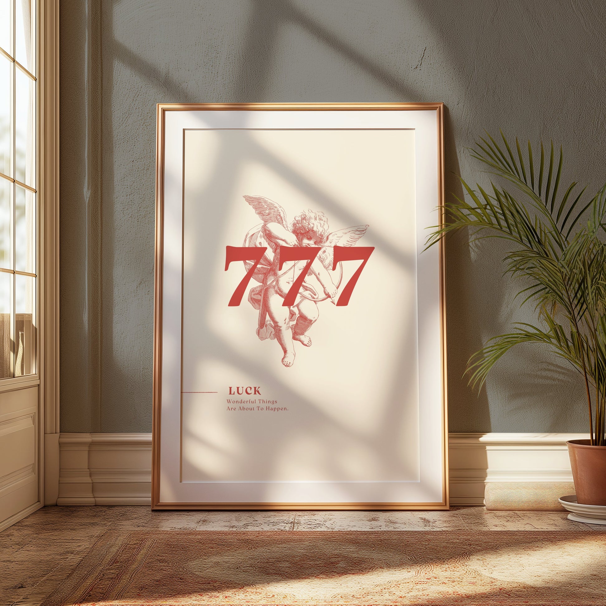 Premium Poster of Luck 777 Angel Illustration Inspirational Posters