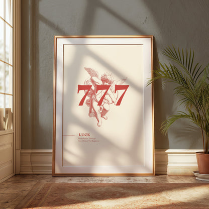 Premium Poster of Luck 777 Angel Illustration Inspirational Posters