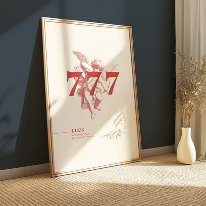 Premium Poster of Luck 777 Angel Illustration Inspirational Posters