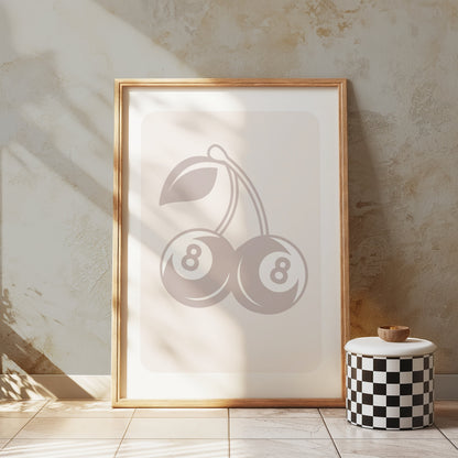 Premium Poster of Lucky Casino Cherries With Number Eight Posters