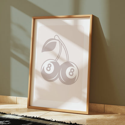 Premium Poster of Lucky Casino Cherries With Number Eight Posters