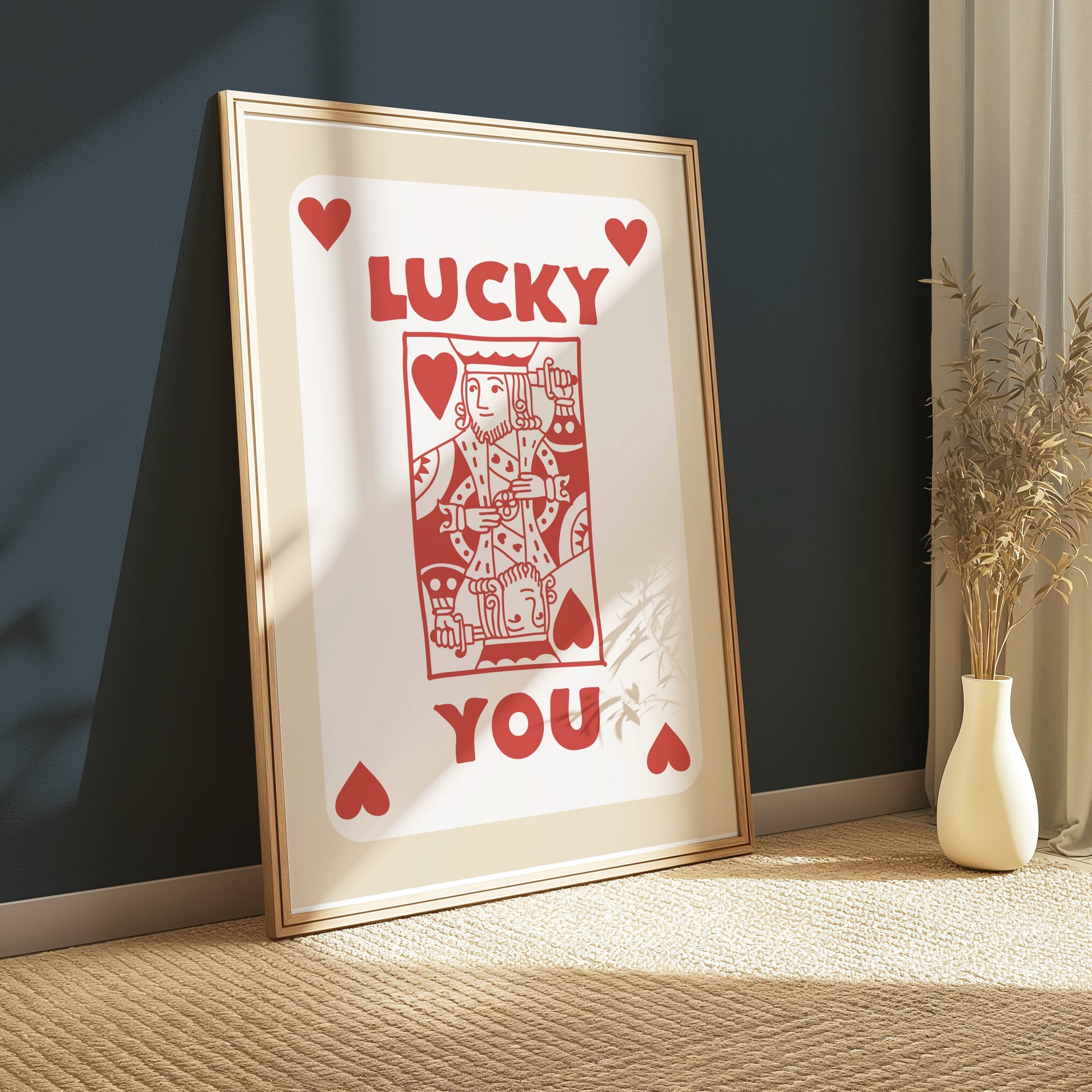 Premium Poster of Lucky King of Hearts Card Design Art Print Posters