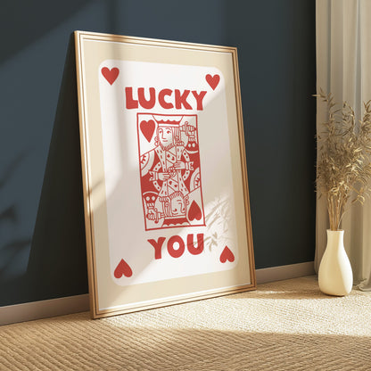 Premium Poster of Lucky King of Hearts Card Design Art Print Posters