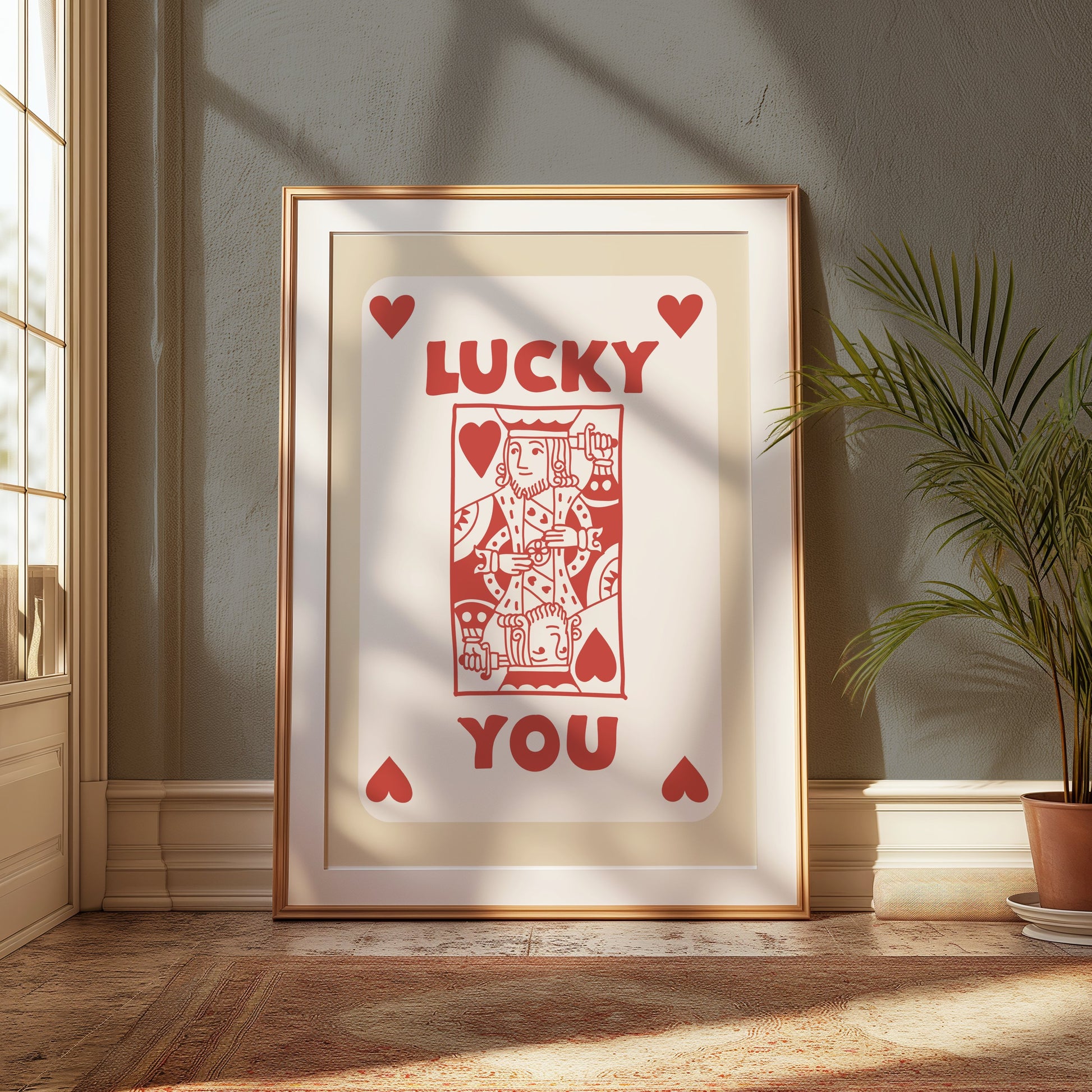 Premium Poster of Lucky King of Hearts Card Design Art Print Posters