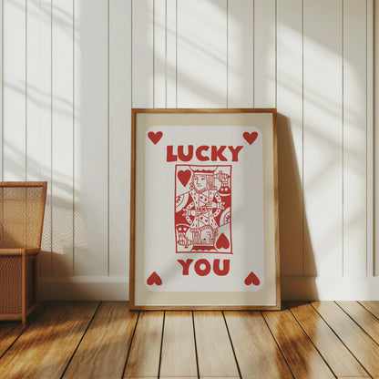 Premium Poster of Lucky King of Hearts Card Design Art Print Posters