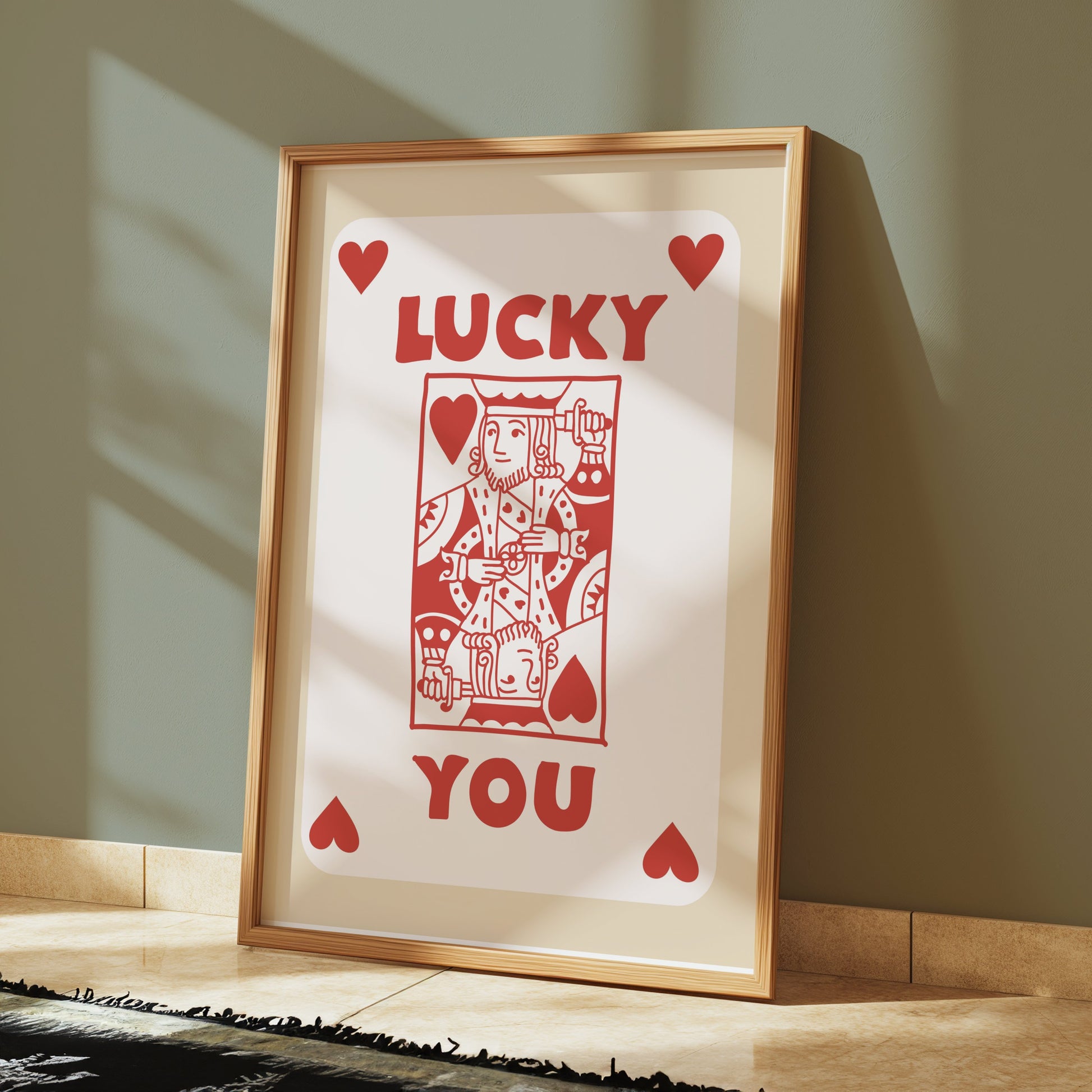 Premium Poster of Lucky King of Hearts Card Design Art Print Posters